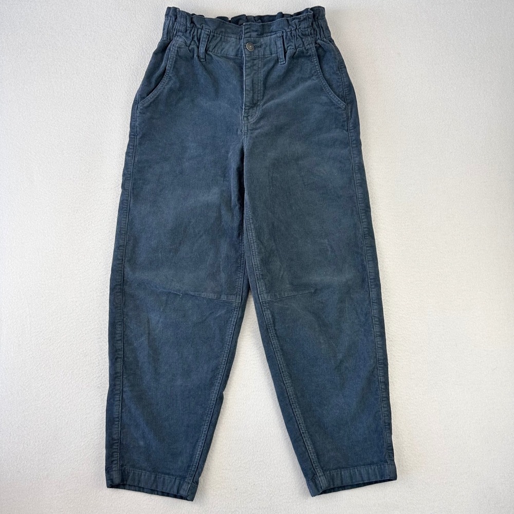 American Eagle Barrel Leg Pants Womens 00 Gray Corduroy Wide Leg High Rise